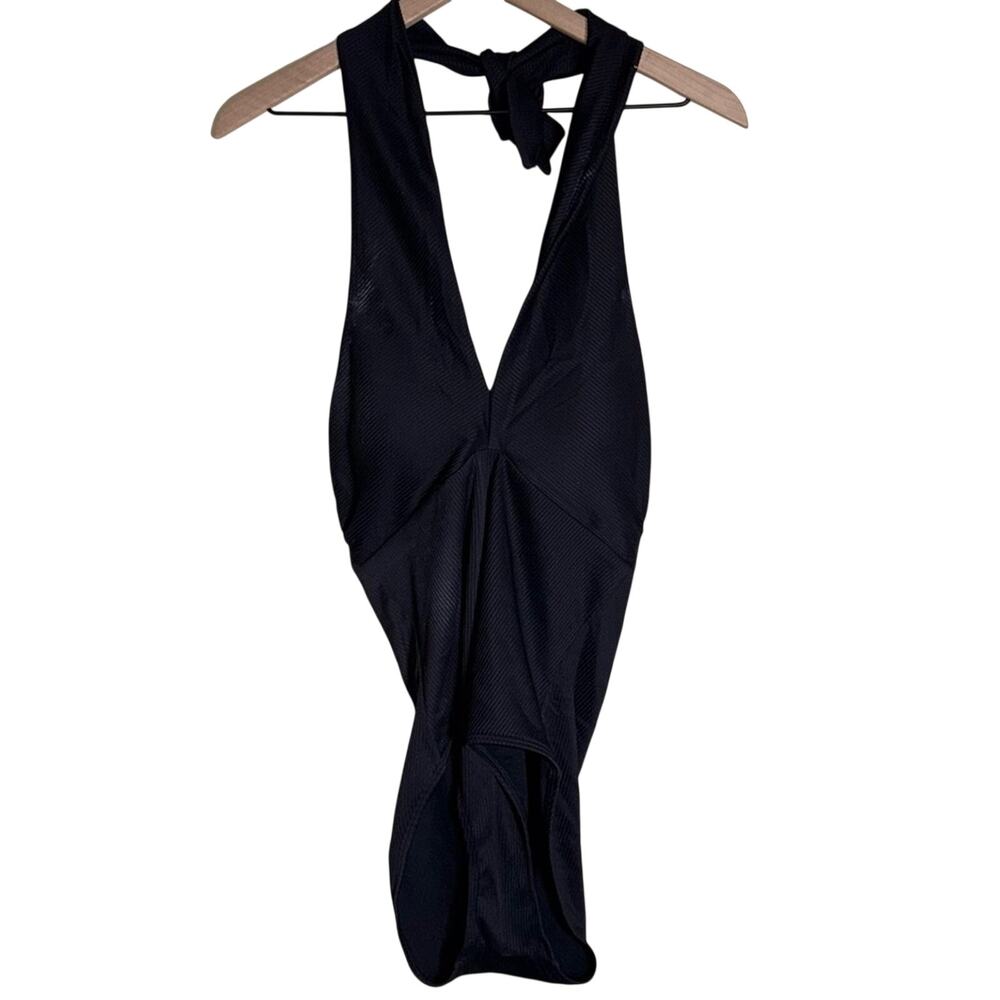 NWT BODEN ribbed vacation resortwear classic black one piece halter swimsuit 8